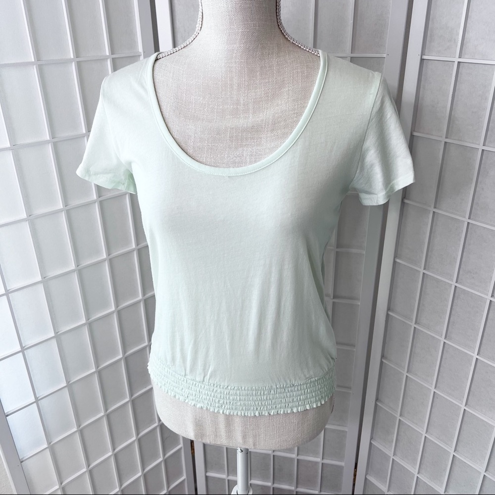 NWT REVOLVE Bobi Pistachio Green Banded Bottom Short Sleeve Top Small